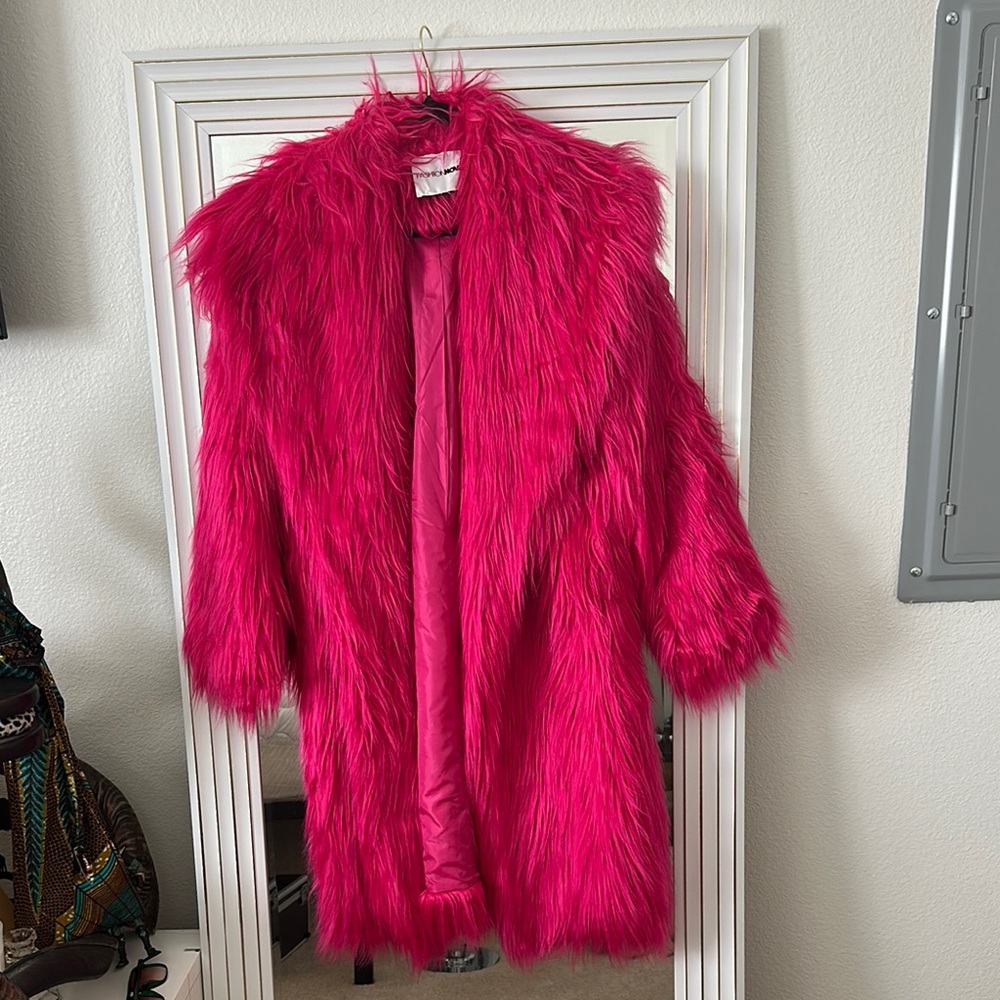 Fashion Nova Hot Pink Faux Fur Coat